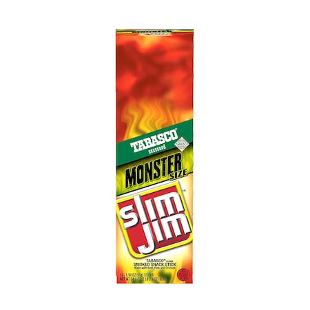 Slim Jim Monster Tabasco Flavored Smoked Meat Snack Sticks 1.94 oz., PK108 2620014051